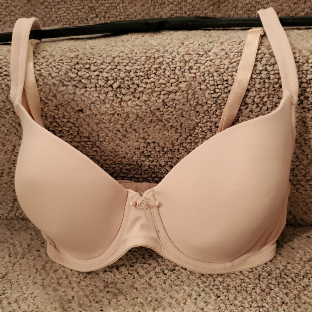 Bra delicates 34C tan with small rose in center front wpl #11935